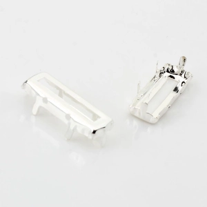 Silver rectangle claw settings for rhinestones, DIY sewing jewelry base accessories