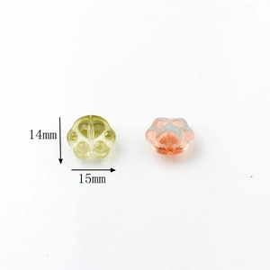 Miniature glass cat paw beads in green and orange pink for DIY jewelry crafting