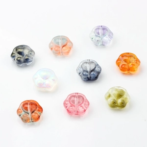 Colorful glass cat paw charms with glitter for DIY jewelry making in various pastel hues