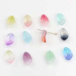Pétales d'iris en verre dégradé avec feuille d'or pour accessoires de cheveux DIY