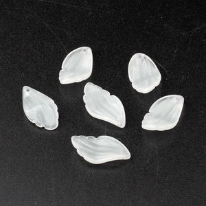 Détails de pétales d'iris en verre dégradé blanc avec texture sculptée pour bijoux DIY