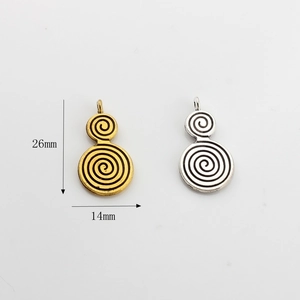 Vintage spiral cloud pendant DIY jewelry accessories in gold and silver alloy 26mm x 14mm