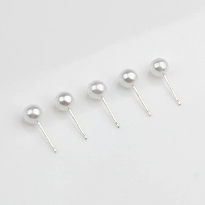 Élégantes boucles d'oreilles perles blanches 6mm avec tiges en argent S925 poinçonnées