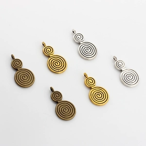 DIY spiral metal pendants in gold, silver and bronze for jewelry making and accessory crafts