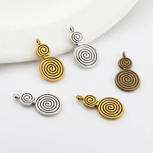 Vintage Zinc Alloy Spiral Auspicious Cloud Charms For DIY Jewelry Making Lollipop Shape Pendant Handcraft Accessories