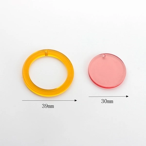 39mm yellow resin ring and 30mm pink pendant for DIY earring jewelry making