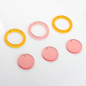 DIY colorful acrylic jewelry parts kit with round resin pendants and hoops