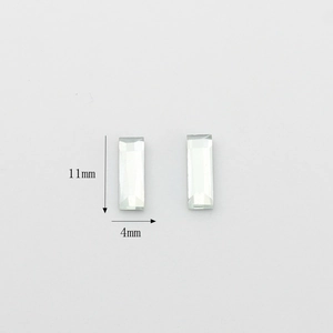 Flat back rectangular glass rhinestones 4x11mm for nail art and DIY phone cases