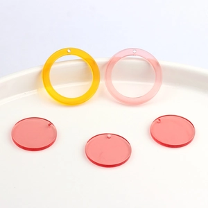 Round Acrylic Resin Pendants For DIY Earring Jewelry Making Geometric Candy Color Circle Charms For Women Crafting
