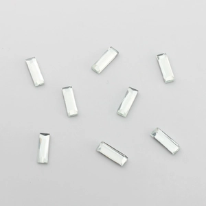 Flatback 4x11mm rectangle glass rhinestones with step-cut facets for nail art and crafts