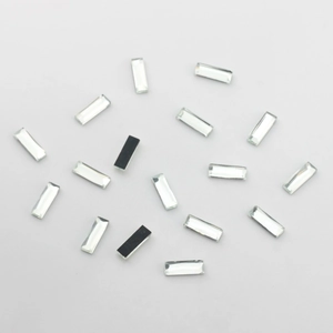 4x11mm rectangular glass flatback rhinestones for nail art and DIY crafts in silver crystal