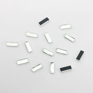 Flatback 4x11mm rectangular glass rhinestones with faceted crystal for DIY nail art and crafts