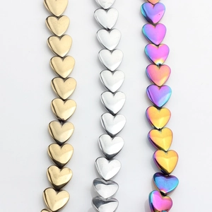 10mm colorful heart-shaped hematite loose beads for DIY bracelets and jewelry making