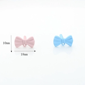 Macaron bow earrings in pink and blue matte finish, 18mm DIY jewelry accessory for women
