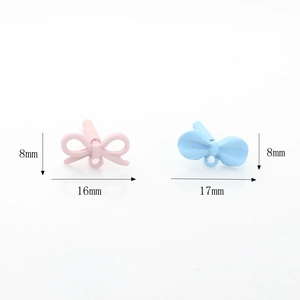 DIY colorful alloy bow jewelry charms with pink and blue finishes for earrings making