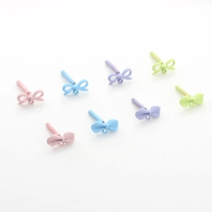 Alloy Bow Earring Posts DIY Jewelry Making Findings Colorful Spray Painted Bowknot Pendant Components For Handmade Earrings