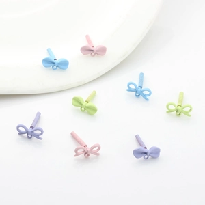 Colorful macaque-colored alloy bow charms with matte spray paint finish for DIY jewelry