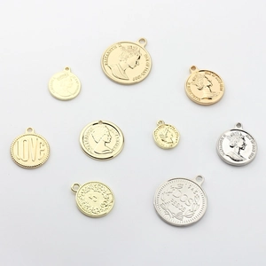Vintage gold and silver queen portrait coin pendants for DIY jewelry making accessories