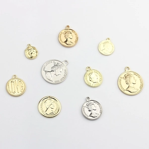 Vintage Elizabeth II coin pendants in gold and silver for DIY jewelry making