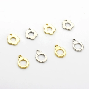Minimalist alloy plum blossom and handcuff charms for DIY jewelry in gold and silver
