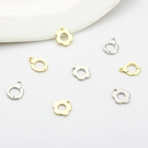 Minimalist alloy plum blossom and handcuff charms for DIY jewelry in gold and silver