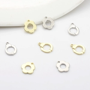 Simple Alloy Flower Handcuff Hollow Charms Electroplated Gold Silver Pendants For DIY Bracelet Necklace Jewelry Making