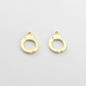 Polished gold alloy handcuff charms for DIY jewelry making with top ring connectors