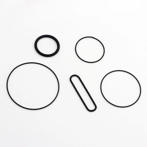 Detail view of assorted black rubber O-rings and drive belts for mechanical sealing usage