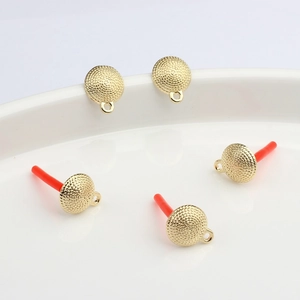 Cinq pièces de clous d'oreilles ronds en argent S925 plaqués or pour la création de bijoux DIY