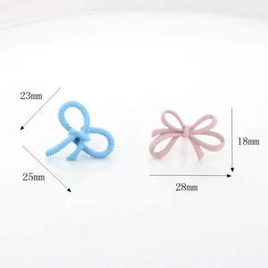 Colorful alloy bow stud earrings DIY jewelry accessories in blue and pink pastel colors