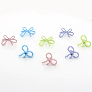 Pastel macaron bow earrings in matte alloy, colorful summer ribbon stud earring set