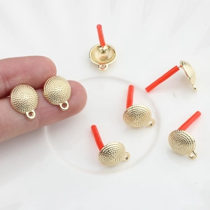 Apprêts pour Boucles d'Oreilles Rondes en Alliage de Zinc DIY Avec Tige en Argent Sterling 925 Or Plaqués Texture Grille Bijoux