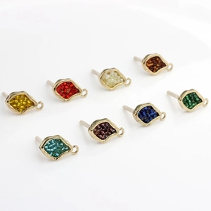 Geometric gold-plated earring connectors with colorful beads for DIY jewelry making