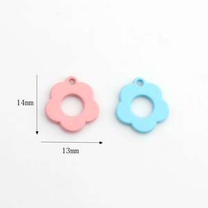Colorful floral hollow alloy pendants in pink and sky blue colors for DIY jewelry making