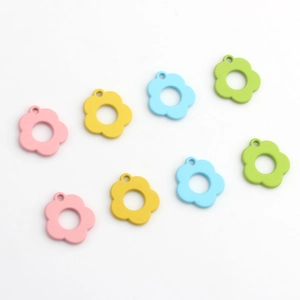 Colorful hollow flower alloy pendants in macabre colors for DIY jewelry making