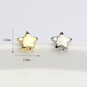 Connecteurs bijoux DIY en forme d'étoile avec broche argent S925 or et argent 13mm