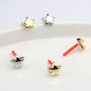 Accessoires de boucles d'oreilles étoile en argent S925 or et argent pour bijoux DIY