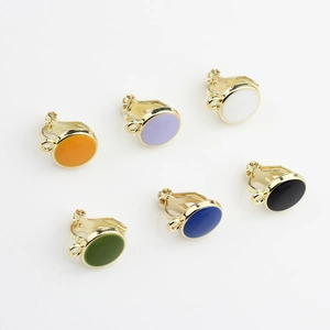 Set van zes kleurrijke emaille clip-on oorbelbases voor het maken van DIY-sieraden