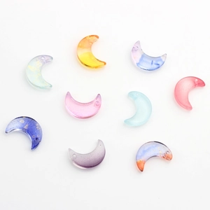Perles de lune en résine translucide avec feuilles d'or pour création de bijoux