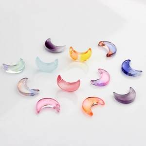 Détails de perles en verre demi-lune colorées avec feuille d'or pour bijoux DIY