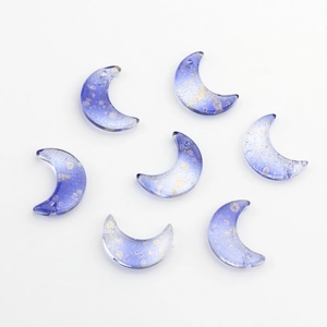 Lot de perles lune en verre avec dégradé bleu-violet et effet galaxie feuille d'or