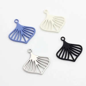 Colgantes de abanico con forma de hoja en plata, azul, blanco y negro para hacer pendientes