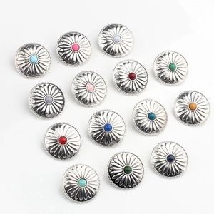 Vintage Round Flower Alloy Buttons Bohemian Sunflower Conchos For DIY Jewelry Making Earrings Clothing Decorative Metal