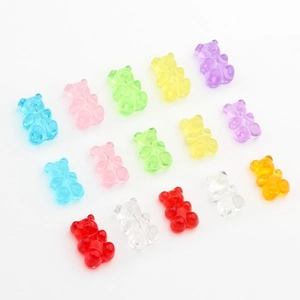 16-piece set of colorful transparent resin bear pendants for DIY jewelry making