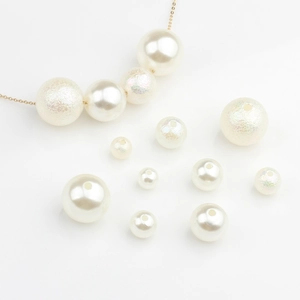 Collar de perlas blancas de acrílico y cuentas sueltas DIY con acabado pulido y mate