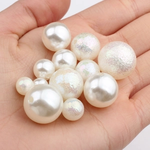 Cuentas Redondas de Resina Acrílica con Agujero Perlas Artificiales de Imitación Minimalistas para Fabricación de Joyas Pendientes DIY 8mm-18mm