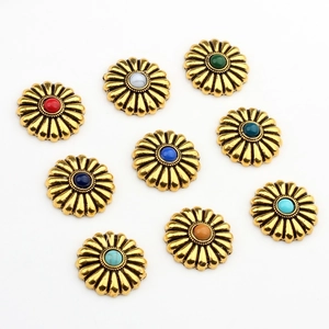 Vintage Legierung Gänseblümchen Blume Schmuck Zubehör Antikgold Sonnenblume Knöpfe Für Ohrringe Tasche DIY Bastel Teile