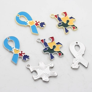 Emaillierte Band- und Puzzleteil-Anhänger aus Legierung für DIY-Schmuck, 6er Set