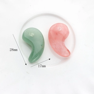 Yin Yang crescent natural stone pendants in green and pink, 28mm size for DIY jewelry