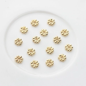 14K Gold Plated Copper Flower Snowflake Spacer Beads Jewelry Making DIY Accessory For Necklace Bracelet Earring Women